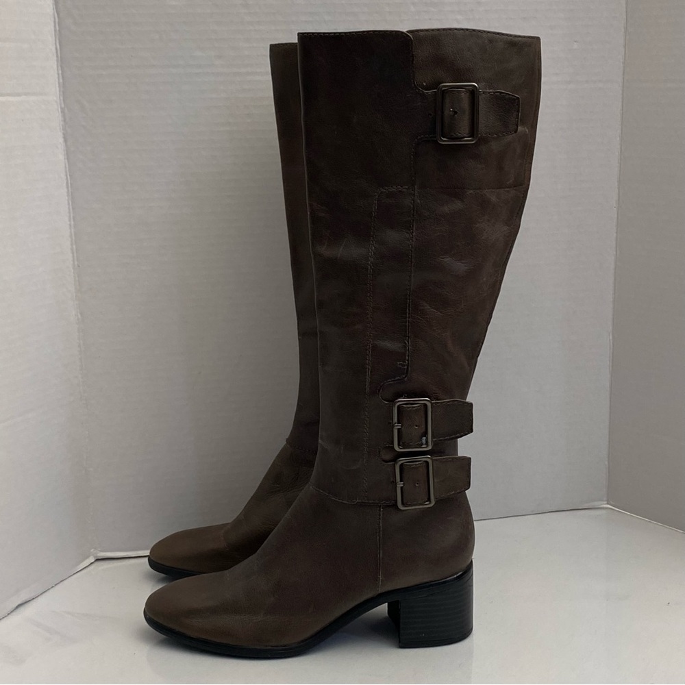 Franco Sarto Brown Leather Riding Boots Buckle 6M